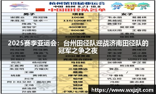 2025赛季亚运会：台州田径队迎战济南田径队的冠军之争之夜